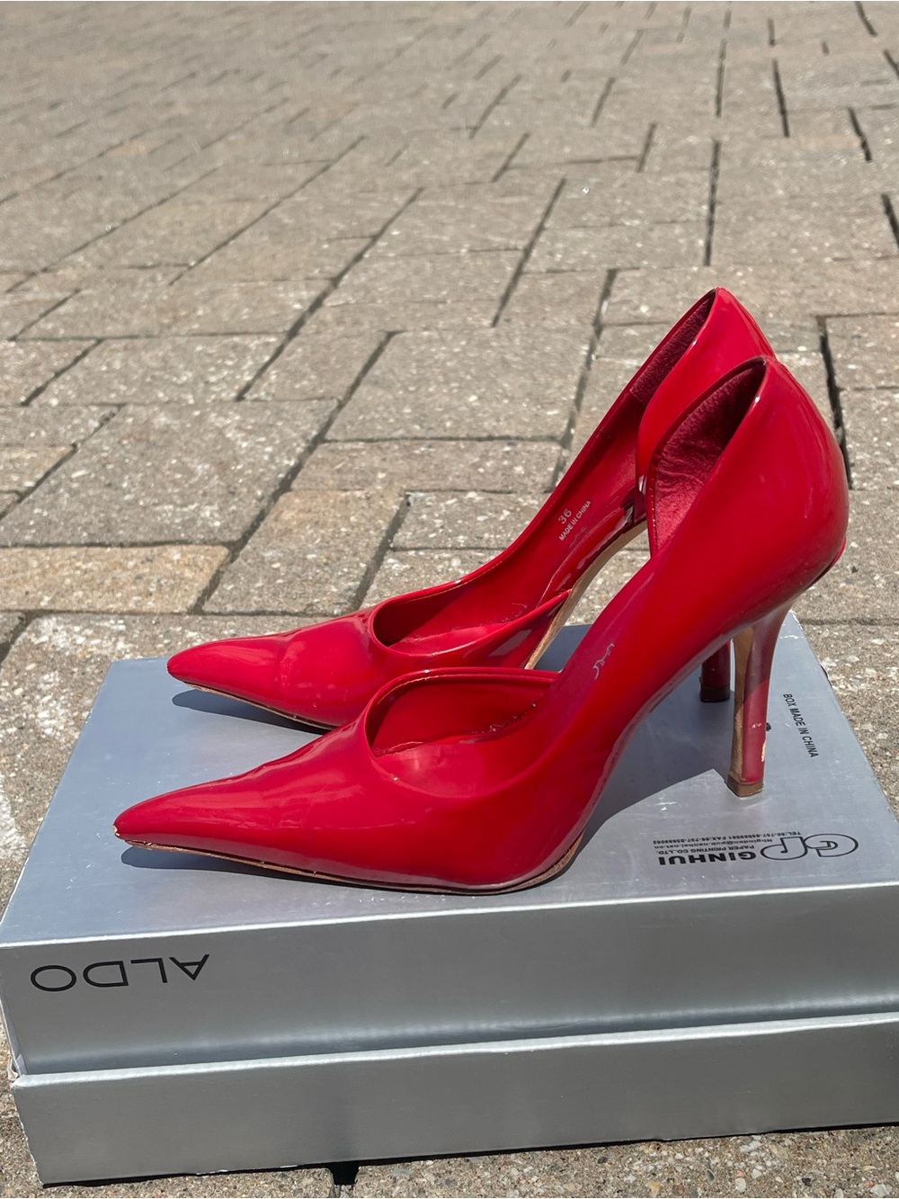 Vintage Red Patent Extreme Pointed-Toe Stiletto Pumps